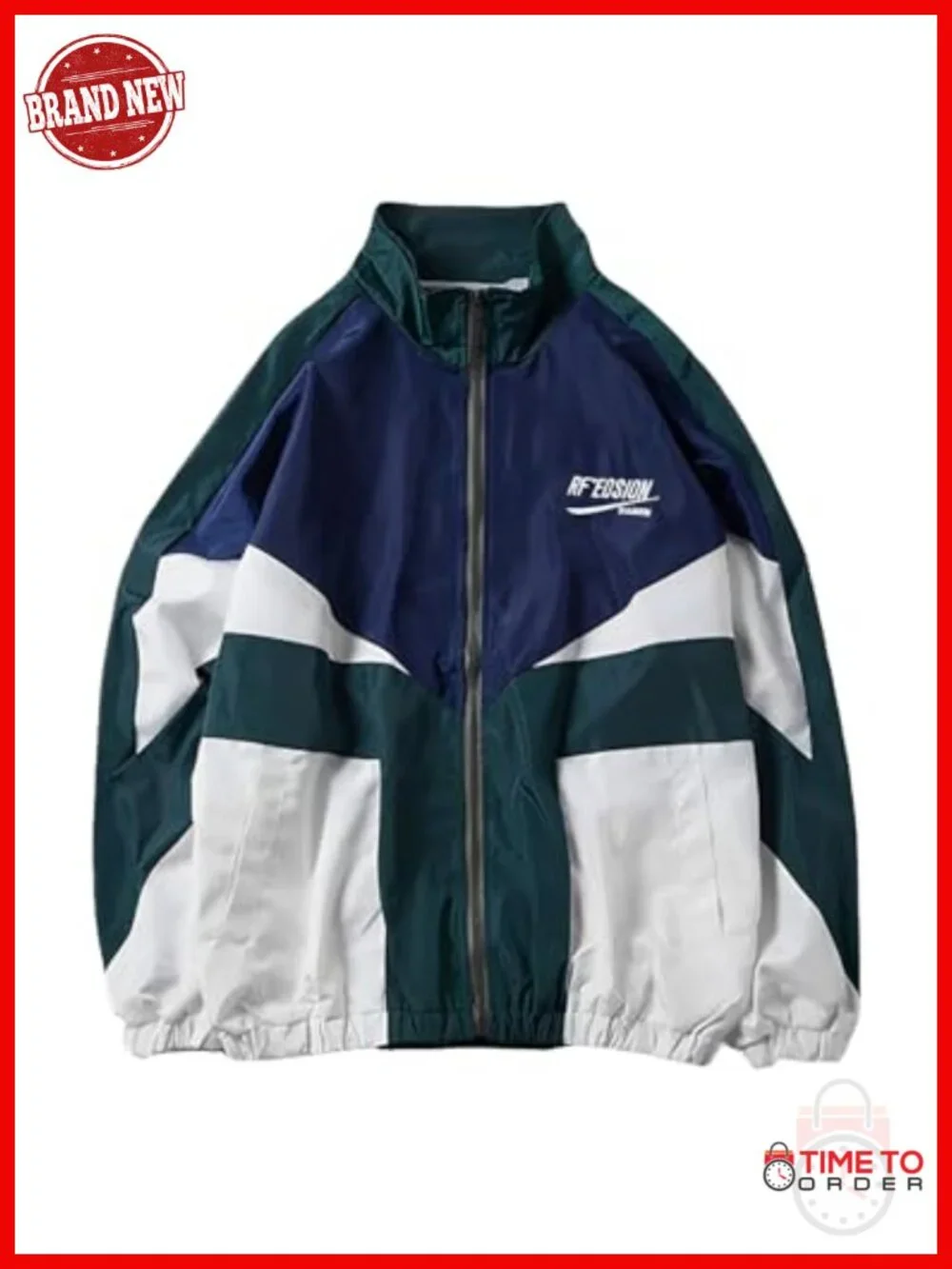 Oversized Y2K Varsity Jacket Windbreaker Long Sleeve Zipper Bomber